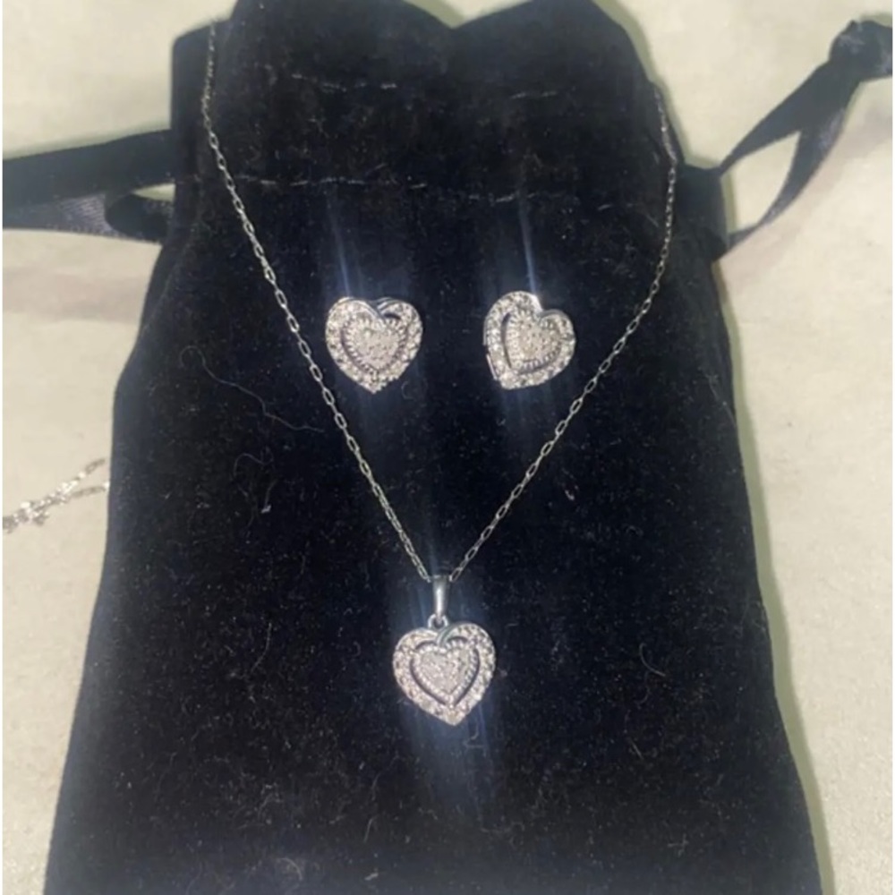 2-Pc. Matching Set Diamond Necklace And Earrings